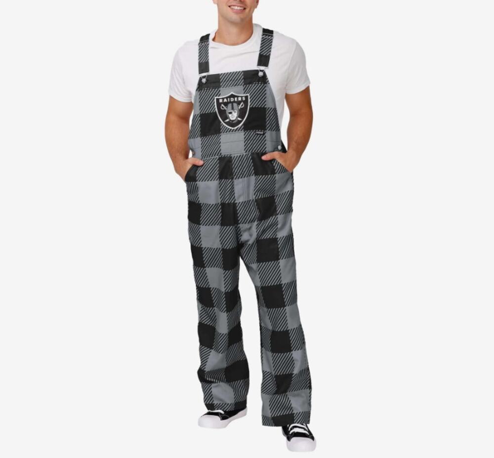 Las Vegas Raiders Mens Plaid Bib Overalls Size Large